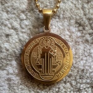 Gold Saint Benedict Pendant Necklace